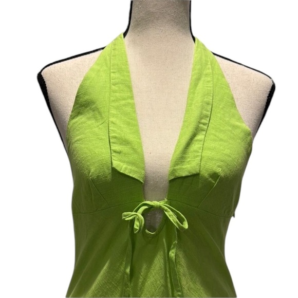 Urban Outfitters BDG Danny Lime Green Halter Dress Size Large New - Picture 10 of 14